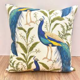 910. Handmade Large Peacock, 100% Cotton Cushion Cover, Various Sizes - thumbnail 2