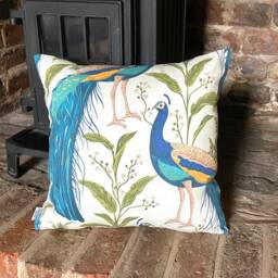 910. Handmade Large Peacock, 100% Cotton Cushion Cover, Various Sizes - thumbnail 3
