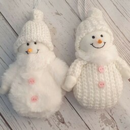 Blush Pink & White Christmas Gonk. Snowman, Mouse, Reindeer, Bird, Angel. Decoration - thumbnail 3