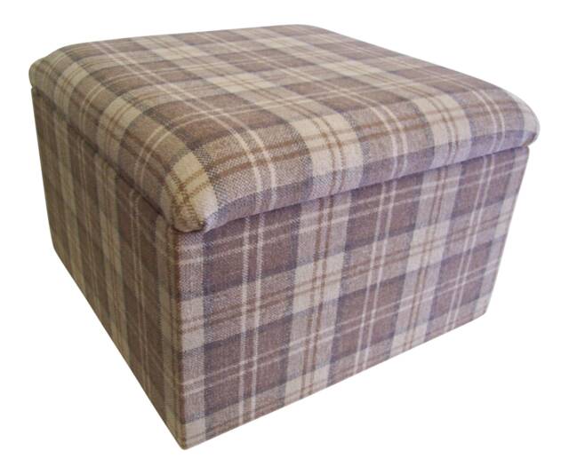 Tartan Fabric Storage Ottoman Lift Lid Footstool - 20x20x14 - image 1