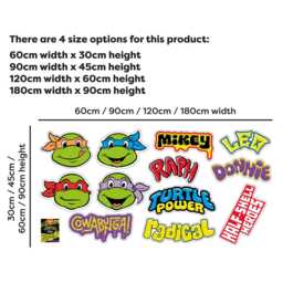Teenage Mutant Ninja Turtles Wall Sticker - Classic Icons Decal Set Tmnt Art - thumbnail 2