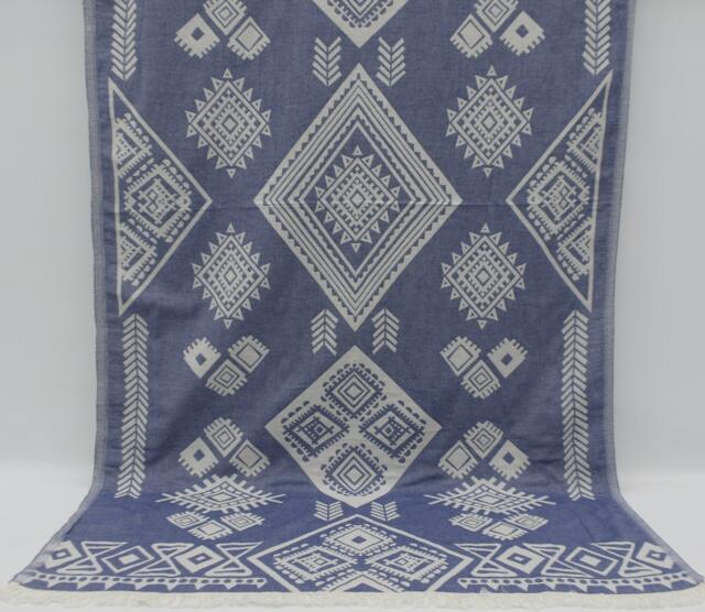 "Turkish Towel, Aztec Towel, Double Face Towel, Navy Blue Towel, Bohemian Towel, 36""x67" - image 1