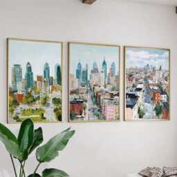 Philadelphia Pennsylvania Poster Set Of 3 City Travel Wall Art Usa Skyline Liberty Bell Prints, Vintage Minimalist Style - thumbnail 3