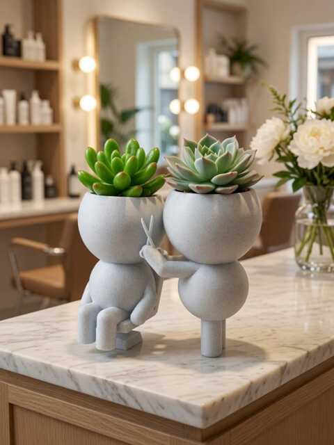 Funny Barber Gift Planter - Hairdresser Salon Desk Decor Succulent Plant Pot Wee Jimmy - image 1