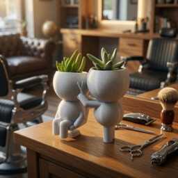 Funny Barber Gift Planter - Hairdresser Salon Desk Decor Succulent Plant Pot Wee Jimmy - thumbnail 4