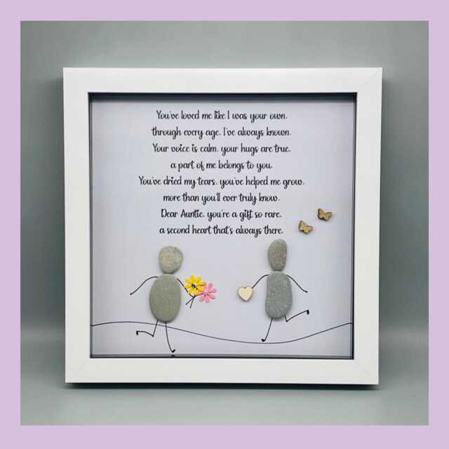 Auntie Birthday Gift, Pebble Art Gift Frame For Her, Personalised Thank You Aunt, Mum Or Best Friend - image 1