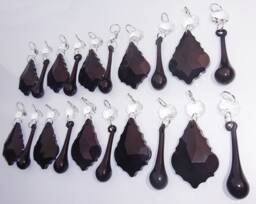 Set Of 20 Black Gothic Chandelier Drops Glass Crystals Droplets Beads Vintage Christmas Tree Wedding Decorations Light Crafts Lamp Parts - thumbnail 1