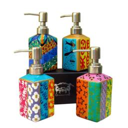 stripy Liquid Body Wash Or Ceramic Soap Dispenser in Hand Painted Porcelain Luxury Gift Box
