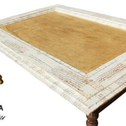 Handmade Coffee Table With Gold Leaf & Florentine Manuscript - thumbnail 3