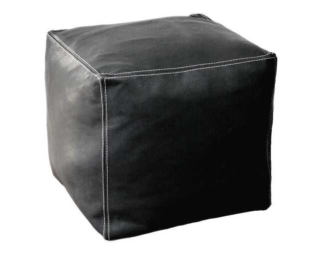 Leather Pouf Cube - Vintage Look - image 1