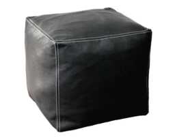 Leather Pouf Cube - Vintage Look - thumbnail 1
