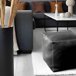 Leather Pouf Cube - Vintage Look - thumbnail 2