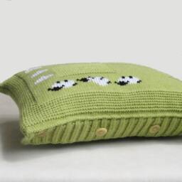 Decorative Sheep Heart Pillow Case, Lumbar Apple Green Cushion, Knitted Embroidery Wool Acrylic Rustic Home Decor, 12 X 16 - thumbnail 2