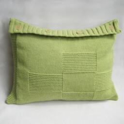 Decorative Sheep Heart Pillow Case, Lumbar Apple Green Cushion, Knitted Embroidery Wool Acrylic Rustic Home Decor, 12 X 16 - thumbnail 3