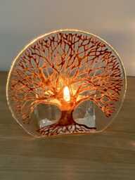 Copper Tree Of Life Fused Glass Tea Light Holder - thumbnail 1