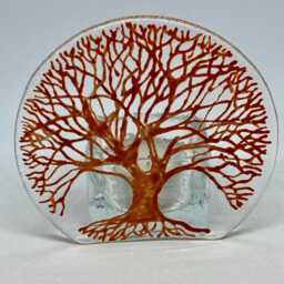 Copper Tree Of Life Fused Glass Tea Light Holder - thumbnail 3
