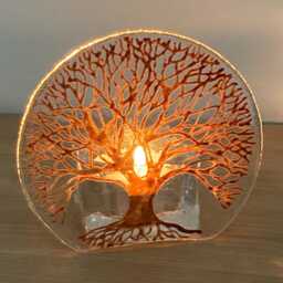 Copper Tree Of Life Fused Glass Tea Light Holder - thumbnail 2