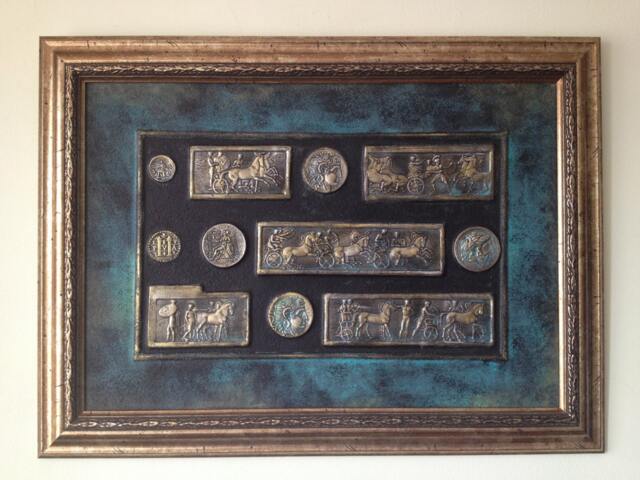 Handmade Bronze Plaque Bas Relief Ancient Wall Decor - image 1