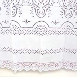 Handmade White Cutwork Curtain Cottage Chic Cotton Window Treatment - thumbnail 3