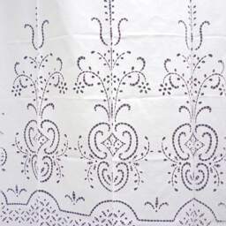 Handmade White Cutwork Curtain Cottage Chic Cotton Window Treatment - thumbnail 2