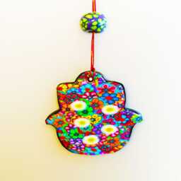 Colorful Polymer Clay Hamsa Wall Decor Jewish Protection Symbol - thumbnail 2