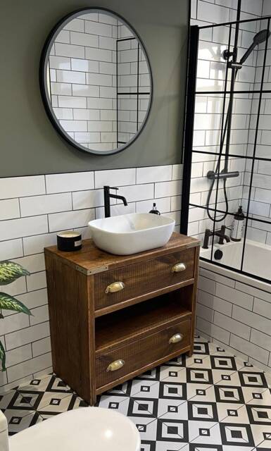 Wallington Reclaimed Wood Rustic Bathroom Vanity Unit - image 1