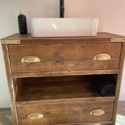 Wallington Reclaimed Wood Rustic Bathroom Vanity Unit - thumbnail 2