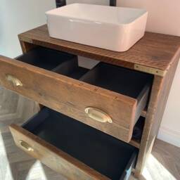 Wallington Reclaimed Wood Rustic Bathroom Vanity Unit - thumbnail 3