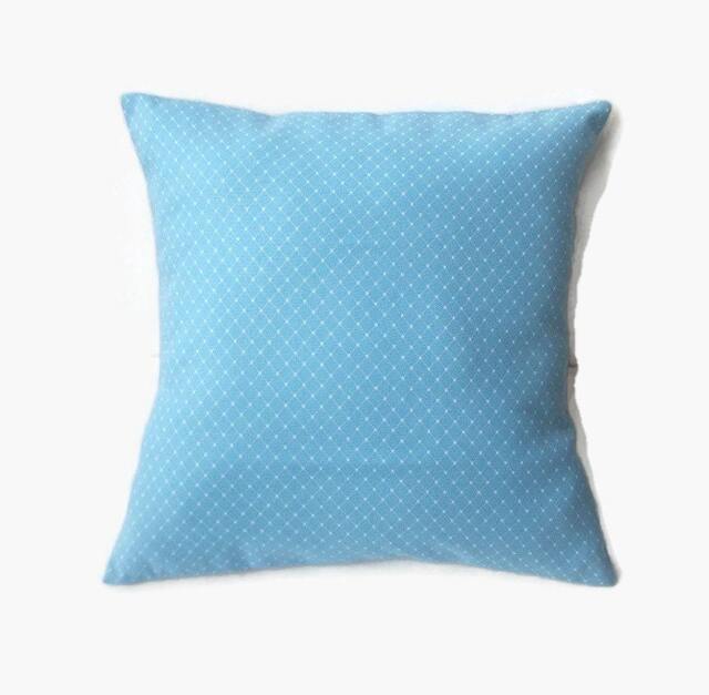 Sky Blue Decorative 16x16 Pillow Cover With A Diamond & Pin Dot Design - image 1