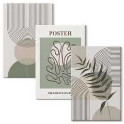 Canvas Set Of 3 - Geometric Botanical Patterns Poster, Green Wall Art Print, Abstract Decor - thumbnail 2