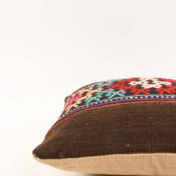 Handwoven Kilim Pillow Cover 16x16 Turkish Wool Lumbar - thumbnail 4