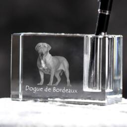 Dogue De Bordeaux, French Mastiff, Crystal Pen Holder With Dog, Souvenir, Decoration, Limited Edition, Collection - thumbnail 2