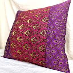 Eclectic Boho Pillow Cover Purple & Pink With Golden Accents - thumbnail 3