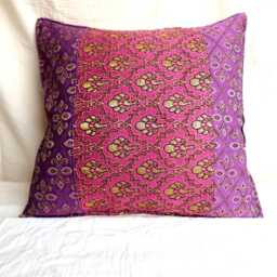 Eclectic Boho Pillow Cover Purple & Pink With Golden Accents - thumbnail 4