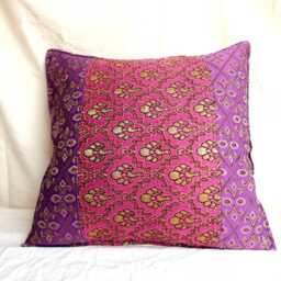 Eclectic Boho Pillow Cover Purple & Pink With Golden Accents - thumbnail 1
