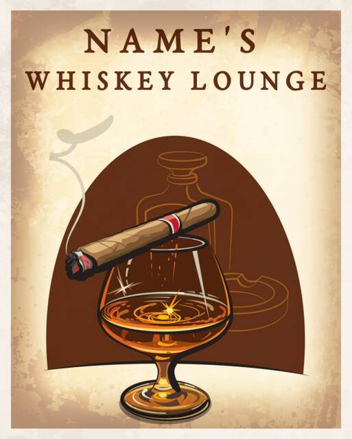 Personalized Whiskey Lounge Any Text Name Vintage Enamel Metal Tin Sign Wall Plaque
