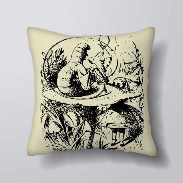 Alice in Wonderland Caterpillar Vintage- Customizeable Personlized - Cushion Cover Case Or Stuffed With Insert - image 1