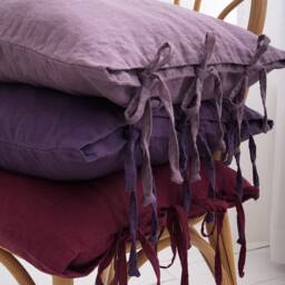 Linen Pillow Cover - Square Pillow Cover Softened Case Ties Stylish Organic - thumbnail 3