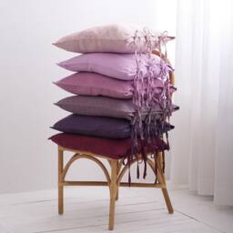 Linen Pillow Cover - Square Pillow Cover Softened Case Ties Stylish Organic - thumbnail 2