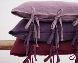 Linen Pillow Cover - Square Pillow Cover Softened Case Ties Stylish Organic - thumbnail 1