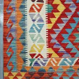 Multicolour Rug, Handmade Artisan Afghan Turkish Scandinavian Navajo Bohemian Flatweave Wool Kilim 150x106 cm - thumbnail 4