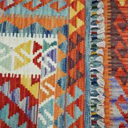Multicolour Rug, Handmade Artisan Afghan Turkish Scandinavian Navajo Bohemian Flatweave Wool Kilim 150x106 cm - thumbnail 3
