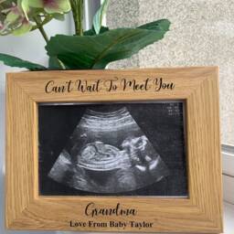 Solid Oak Personalised New Baby Scan Photo Frame & Plaque Keepsake - Engraved Gift For Shower, Grandparents, Pregnancy Announcement - thumbnail 3