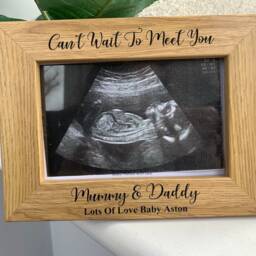 Solid Oak Personalised New Baby Scan Photo Frame & Plaque Keepsake - Engraved Gift For Shower, Grandparents, Pregnancy Announcement - thumbnail 2