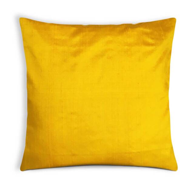 Sunny Yellow Raw Silk Pillow Cover - Dupioni Cushion - image 1