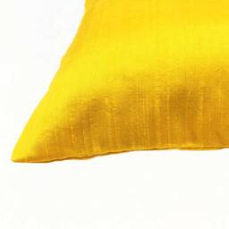 Sunny Yellow Raw Silk Pillow Cover - Dupioni Cushion - thumbnail 2
