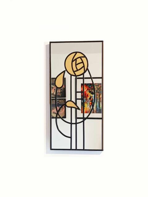 Mackintosh Stain Glass Style Art Deco Wall Mirror Rose 7 Jpc Mirrors Gift Available in Different Sizes - image 1