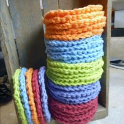 Baby Pure Cotton Crocheted Round Facial Wash Cloths. Handmade Lavender // Set Of 5 . Face Cloths Scrubbies, Shower Gift Bath Acessory - thumbnail 4