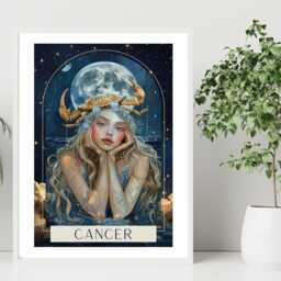 Cancer Zodiac Tarot Print - Astrology Poster Celestial Wall Art Mystical Horoscope Decor Gift Idea A5 A4 A3 Framed Or Unframed - thumbnail 2