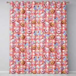 Cute Kawaii Donut Cake Dessert Red Gingham Seamless Pattern Readymade Eyelet Ring Top Thermal 100% Blackout Curtains - thumbnail 2